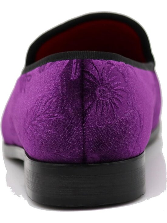 Enzo Romeo Men\'s Purple69 Vintage Velvet Flower Loafer Slip On Tuxedo Shoes main image 7